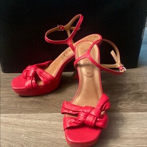 NWOT: Hot pink (fuchsia) High Heel Sandals with Ankle Straps